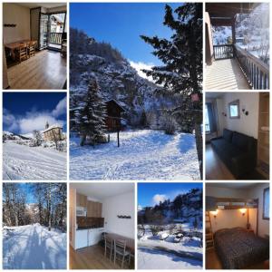een collage van foto's met sneeuw en huizen bij Résidence Plan Soleil - 2 Pièces pour 4 Personnes 24 in Valloire