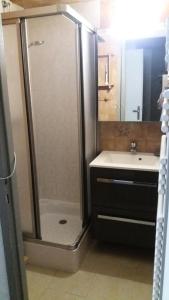 a bathroom with a shower and a sink at Résidence La Croix Du Sud - Studio pour 4 Personnes 84 in Valloire