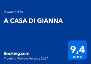 Certifikát, ocenenie alebo iný dokument vystavený v ubytovaní A CASA DI GIANNA