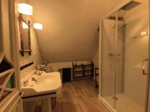 a bathroom with a sink and a shower at Résidence D02-tregastel - Vacances près de la mer dans une maison médiévale MAE-4284 in Trégastel +17 photos
