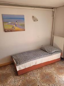 a bed in a room with a painting on the wall at Rozalia in Wisełka