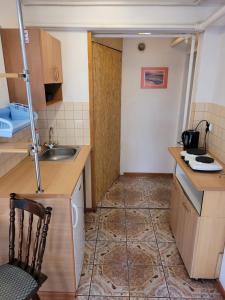 a small kitchen with a sink and a counter at Rozalia in Wisełka