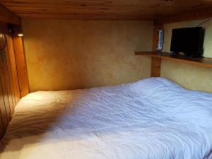 - une chambre avec un lit et une télévision murale dans l'établissement Résidence Les Charmettes - 2 Pièces pour 4 Personnes 99, à Arc 1600