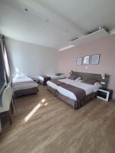 HOTEL KYRIAD ORANGE Centre Ville - A7-A9 - 3 Etoiles - HOTEL DES PRINCES - Provence Alpes Côte d'Azur - France في أورانج: غرفة نوم بسريرين في غرفة