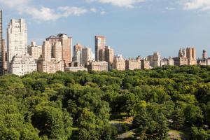 a view of a city skyline from a park with trees at The Ritz-Carlton New York, Central Park in New York