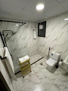 ein Bad mit einem WC und einem Waschbecken in der Unterkunft sharja 1105 in Schardscha