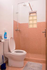 a bathroom with a toilet and a shower at Unity homes #G08 in Eldoret