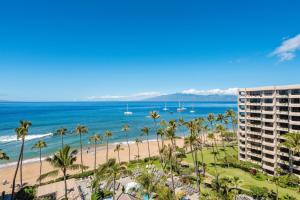 a view of the beach from the balcony of a resort at Kaanapali Alii 4104 in Kaanapali