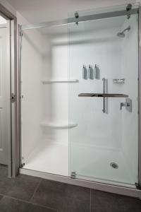 La salle de bains est pourvue d'une cabine de douche avec une porte en verre. dans l'établissement Courtyard by Marriott Chicago Downtown/River North, à Chicago