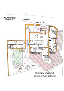 a floor plan of a house at Beach house BellaVista with hot pool in Trogir +65 photos