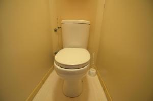 a bathroom with a white toilet in a room at Résidence Villaret - Grand studio coin chambre séparé cuisine équipée aux Ménuires MAE-5274 in Les Menuires