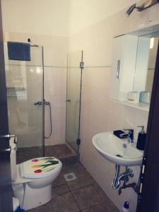 カタポラにあるOrantes Maris Luxuryのシャワー、トイレ、洗面台を備えたバスルーム
