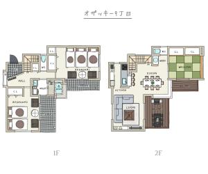 Načrt razporeditve prostorov v nastanitvi オザッキー大室高原９丁目