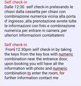 a screenshot of a cell phone with a list of commands at B&B Antonella in Taormina