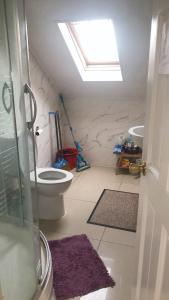 a bathroom with a toilet and a sink at London Homestay with big double room in London