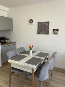 Kuchyň nebo kuchyňský kout v ubytování Fenyő Apartman