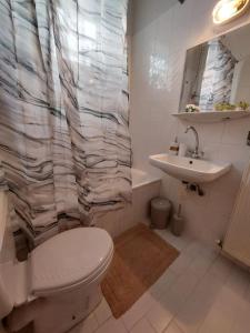ein Bad mit einem WC und einem Waschbecken in der Unterkunft Ellie's house in Kozani