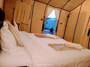 Postel nebo postele na pokoji v ubytování Merzouga Wildlife Desert Camp