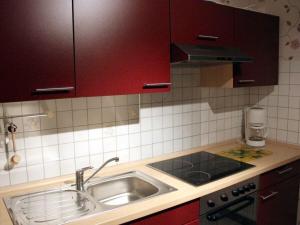 a kitchen with a sink and a counter top at GoWatt on the North Sea in Friedrichskoog