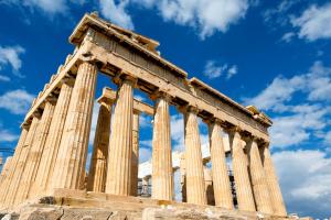 an image of the parthenon temple at Delightful Athens Villa 1 Bedroom Villa Toshiro Thissio View Platia Agion Asomaton in Athens