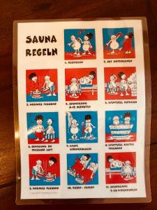 a sign that says sauna redeemen with illustrations of babies at Ferienwohnung mit Sauna am Wald - Eifel in Kommern