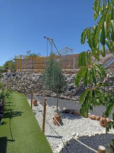 einen Garten mit einem Zaun und einigen Pflanzen in der Unterkunft Asociación deportiva TAGOROR LOS OLIVITOS in Adeje