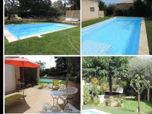 eine Collage mit vier Bildern eines Schwimmbads in der Unterkunft Jolie villa provençale avec piscine et vue mer in La Ciotat