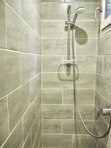 uma casa de banho com uma cabeça de chuveiro em Le Hublot em Le Touquet-Paris-Plage