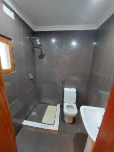 a bathroom with a toilet and a sink at Green Hill Lodge in Lopes