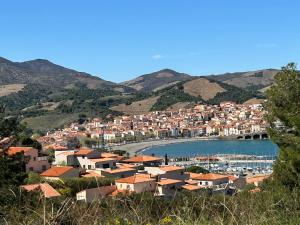 - une vue sur une ville avec une masse d'eau dans l'établissement Calme et vue exceptionnelle!, à Banyuls-sur-Mer