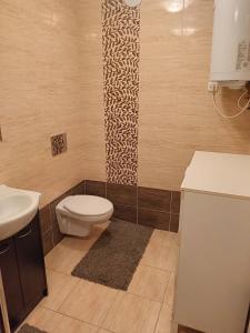 ein Bad mit einem WC und einem Waschbecken in der Unterkunft Apartament na Cichej in Polanica-Zdrój