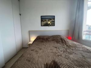 ein Schlafzimmer mit einem Bett und einem Bild an der Wand in der Unterkunft Appartement Rochefort, 2 pièces, 4 personnes - FR-1-246B-51 in Rochefort