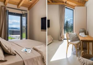 Un dormitorio con una cama y una mesa y una ventana. en Villa Rea, en Grožnjan 44 fotos más