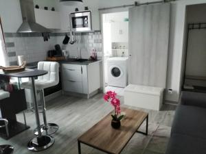 A cozinha ou cozinha compacta de Joli studio tout confort et entièrement équipé !