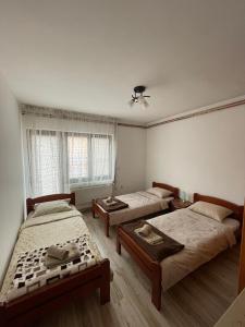 Кровать или кровати в номере Apartmani Dora Leskovac