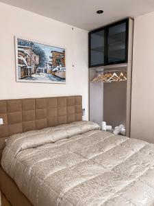 a bedroom with a large bed in a room at Sunrise Tirana Apartament's in Tirana