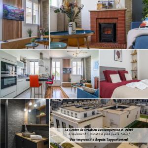 a collage of photos of a kitchen and living room at Le Balcon des Arts - PrestiPlace Tours in Tours