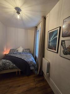 Schlafzimmer mit einem Bett und einem Fenster in der Unterkunft Charmant 3 pièces de 41m² in Saint-Mandé