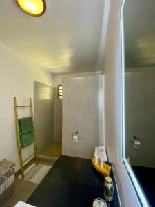 a small bathroom with a sink and a shower at Apartment Heitiare in Papeete