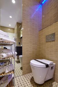 Un baño con un inodoro blanco en una habitación. en The Queen Luxury Apartments - Villa Medici, en Luxemburgo 194 fotos más