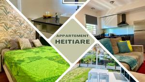 a collage of a kitchen and a living room at Apartment Heitiare in Papeete