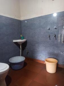 a bathroom with a sink and a toilet at Zevibes Cafe & Homestay in Kalgha