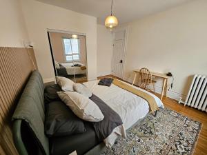 a bedroom with a bed and a mirror at Ottawa Downtown Cozy Guesthouse in Ottawa