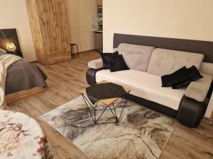 sala de estar con sofá y mesa en ApartHouse Apartamenty Centrum, en Katowice