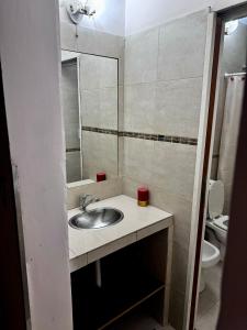 A bathroom at Apart Tommy Islas Malvinas y cacique catriel
