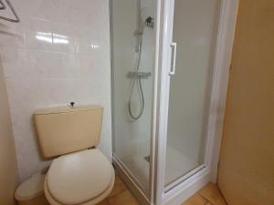 une salle de bain avec toilettes et douche dans l'établissement Maisonnette conviviale proche plage pour 4 pers. - FR-1-476-174, à La Faute-sur-Mer 4 autres photos