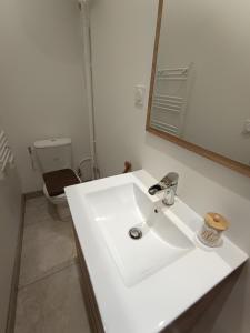 a bathroom with a white sink and a toilet at Studio neuf des amandines in Pont-Sainte-Maxence +7 photos