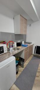 uma cozinha com um lavatório e uma bancada em Apartman Heli Meli 1 em Jajce