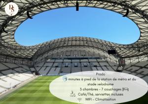 a rendering of the interior of a soccer stadium at Appartement de charme proche stade Vélodrome in Marseille