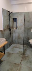 een badkamer met een douche en een wastafel bij Suite - Sweet MayLeen in Merano